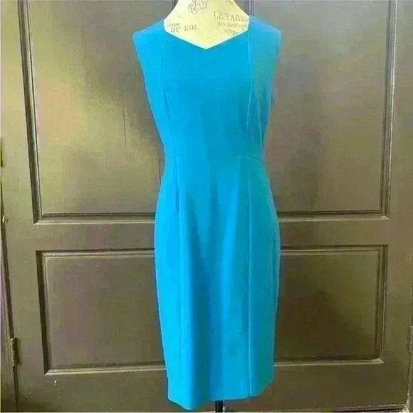 Boss Hugo Boss "Delura" Sleeveless Shift Dress-Turquoise- Size 10 EUC! - Picture 2 of 10
